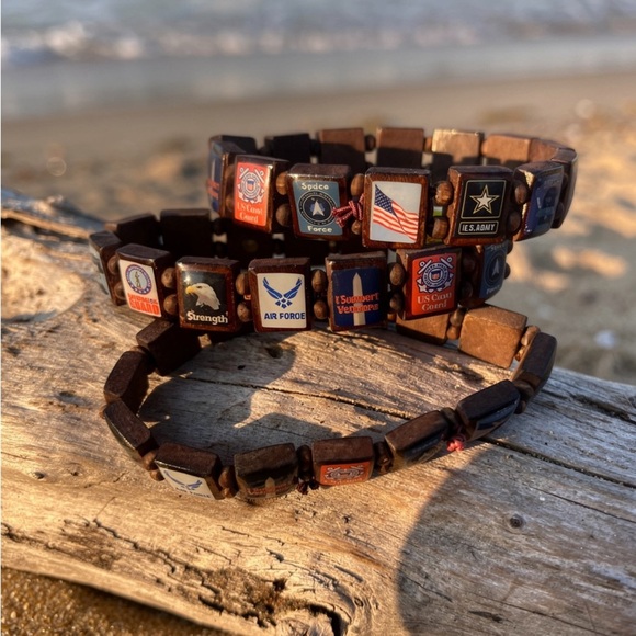 Other - Wooden Military-Themed Bracelet